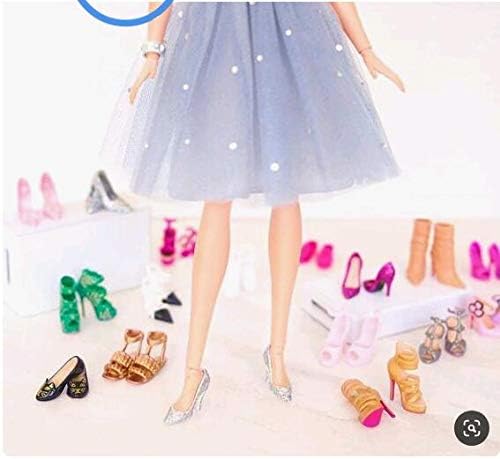1 Doll Shoes Rack + 20 Pairs Doll Shoes Different Assorted Colors High Heel Shoes Doll Boots Flat Shoes Set Replacement for 11.5 inch Doll (Doll Rack & Shoes)