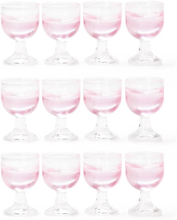 Odoria 1/12 Miniature Wine Glasses 12Pcs Dollhouse Decoration Accessories, Rose Wine