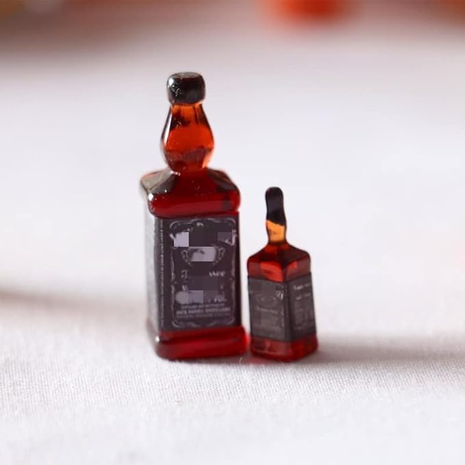 6Pcs/Set Dollhouse Decoration Accessories, 1:12 Dollhouse Simulation Mini Wine Bottle Food Play Excellent Quality and Creativ