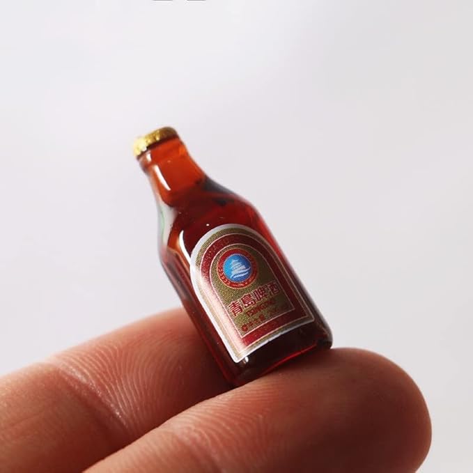 SXFSE Dollhouse Decoration Accessories, 1:12 Dollhouse Simulation 9 Pcs Mini Simulation Beer Bottle Wine Bottle Miniature Food Toy Mold