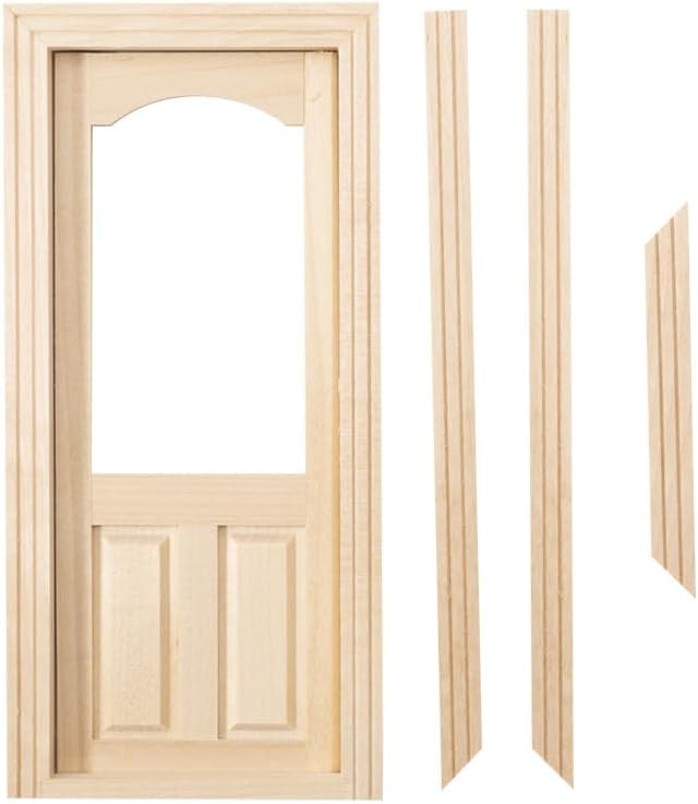 Dollhouse Doors, Wooden Miniature Dollhouse Furniture Door Frame for Dolls Houses Decoration-1: 12 Scale