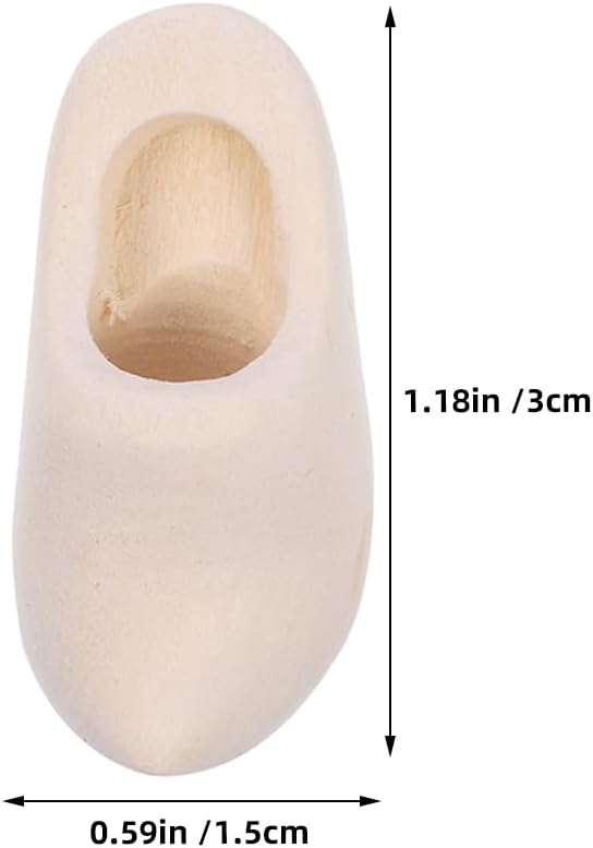 LOGOFUN 5 Pairs Mini Wooden Shoes Miniature Finger Shoes Unfinished Wood Clog Crafts DIY Blank Doll Netherland Shoes for Dollhouse Decorations - 3cm