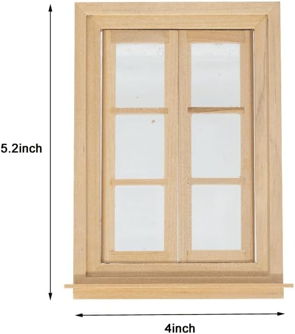 Dollhouse Windows, Wooden Miniature Dollhouse Furniture Window Frame for Dolls Houses Decoration-1: 12 Scale