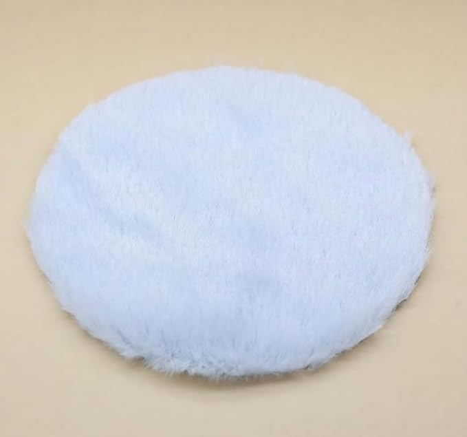 Round Dollhouse Mini Carpet, White Fluffy Rug, 4.33 Inch Diameter, Lightweight Decor for 1/12, 1/8, 1/6 Scale Miniatures (Light Blue)