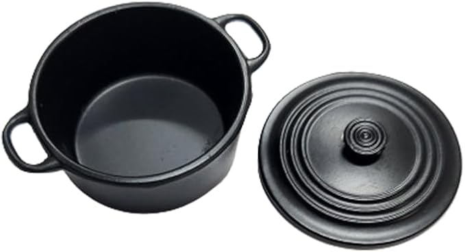 Miniature Set 1:12 Scale Models Dollhouse Accessory Coffee Pot Cup Beverage Bottle Kettle (Dutch Oven Black)