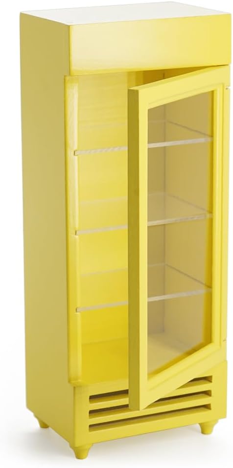Odoria 1/12 Miniature Refrigerator Fridge Dollhouse Kitchen Furniture Accessories, Yellow