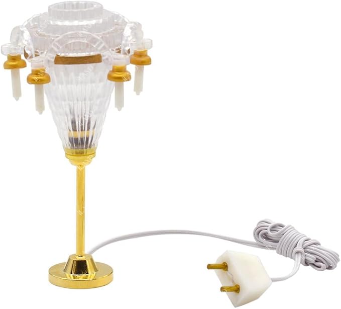 iLAND 1/12 Scale Accessories of Dollhouse Lights, Classic Miniature Lamp for Dollhouse Decoration, Brilliant Candle Chandelier w/Plug