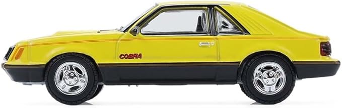 Greenlight Collectibles 13370-C Muscle Series 30-1:64 Scale Diecast Model - 1979 Mustang Cobra Fastback - Bright Yellow with Black and Red Cobra Hood Graphics and Stripe Treatment