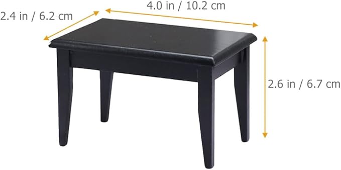 Black Chairs 5Pcs Miniature Table and Chairs, Mini Dining Table Set for 4, Doll House Black Wooden Miniature Furniture and Accessories Furniture