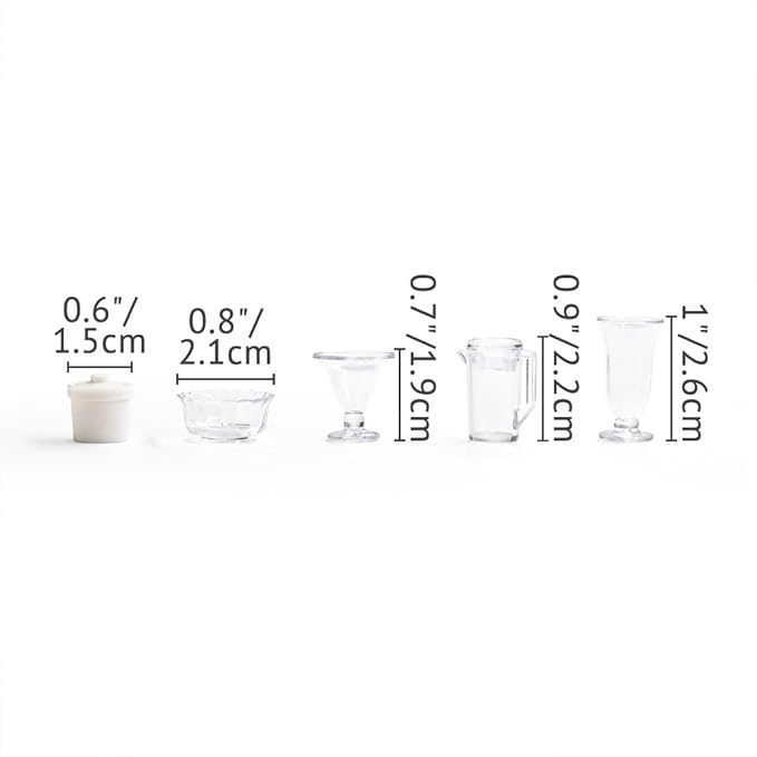 Odoria 1/12 Miniature Bowls and Glasses 11Pcs Dollhouse Decoration Accessories