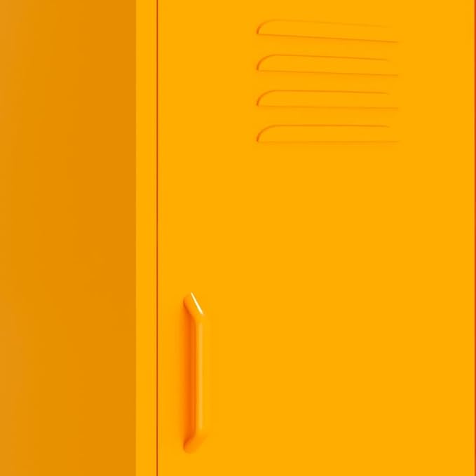 Steel Storage Cabinet, Mustard Yellow Medium Size with Adjustable Shelves, Durable Metal for Living Room or Bedroom Organization