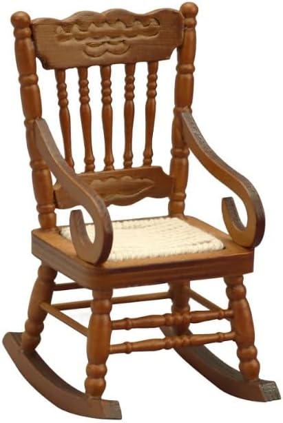 Brown 1/12 Miniature Rocking Chair Dollhouse Furniture Accessories Doll House Accessory
