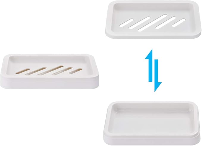 2PCS Draining Soap Dishes, Dishwashing Sponge Soap Holder with Water Tray, Keep The Place Dry, Easy to Clean Soap Cases, Suitable for Kitchen, Bathroom, Container (Gray)