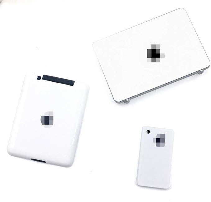 3 Pack Dollhouse Mini Laptop Tablet and Smart Phone Scene Computer Simulation Accessories for Doll 1/6 1/12 Miniatures Silver, Metal