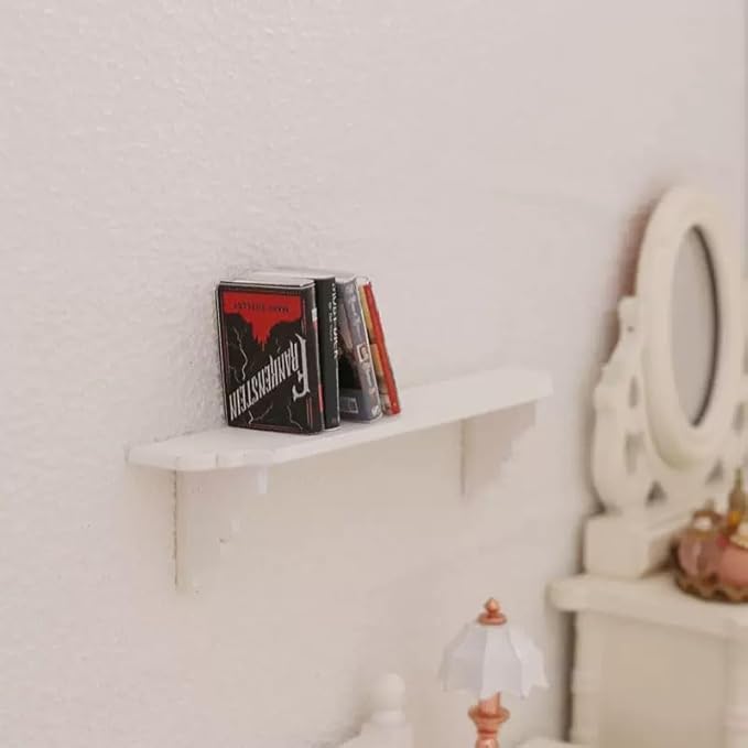 2Pcs White Dollhouse Wall Shelf,Miniature Accessories,Storage Shelf for Kitchen Scene Décor