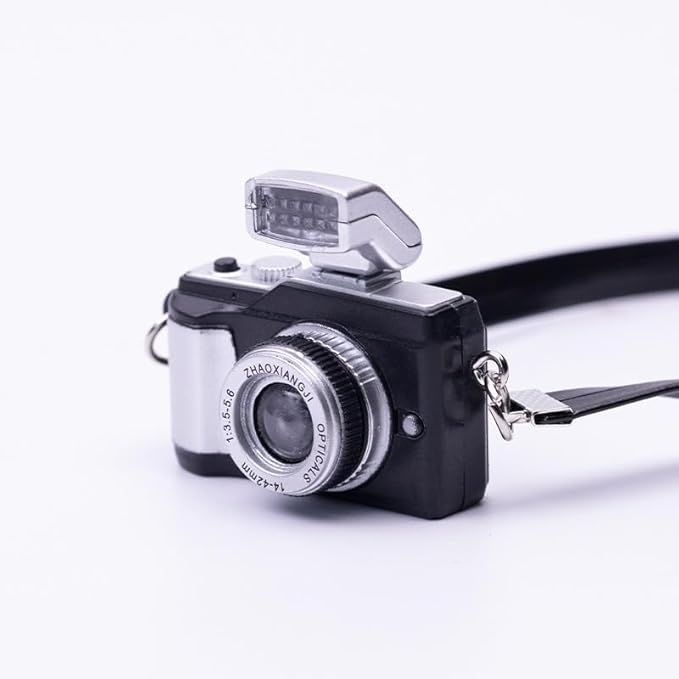 1Pc Black 1:4 Scale Mini Camera Prop Ornament Vintage Camera Model,Vintage Camera Prop,Miniature Camera,Prop Camera,Miniature Digital Camera Mini Decoration Accessories,Dollhouse Accessories(1x1.57IN)