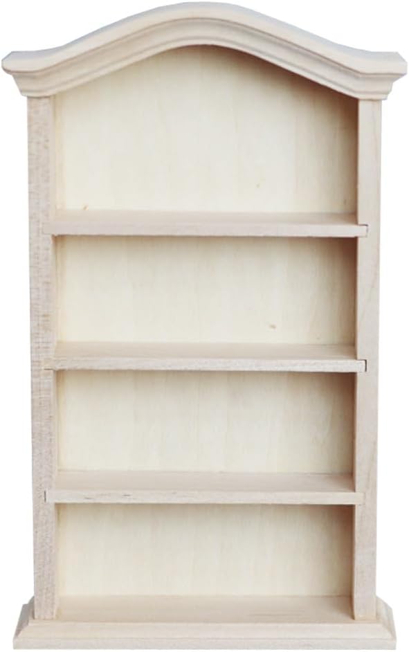 HANABASS Mini Storage Rack 1/12 Scale Dollhouse Bookshelf Model Wooden Shelves for Dollhouse Accessories and Miniature Display