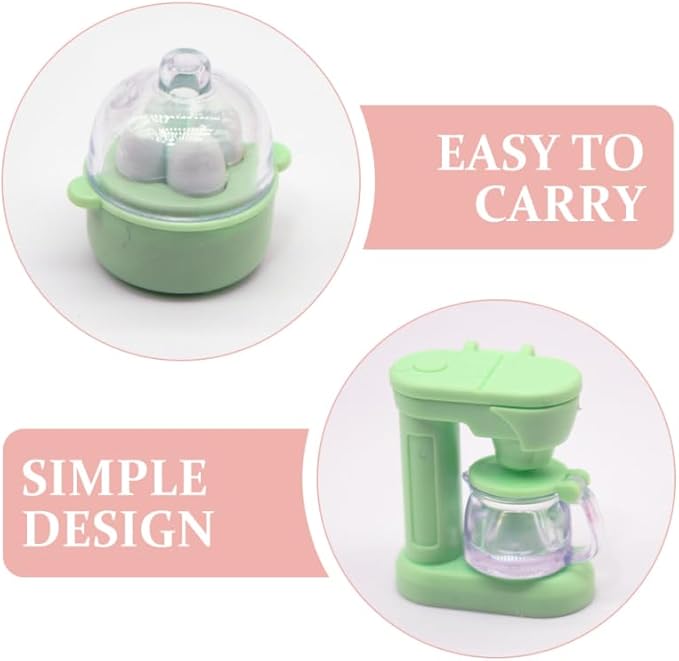 Wakauto Mini Kitchen Model Set - Realistic Dollhouse Kitchen Accessories Including Oven Coffee Machine Juicer & Egg Cooker - Compact Design for Creative Play