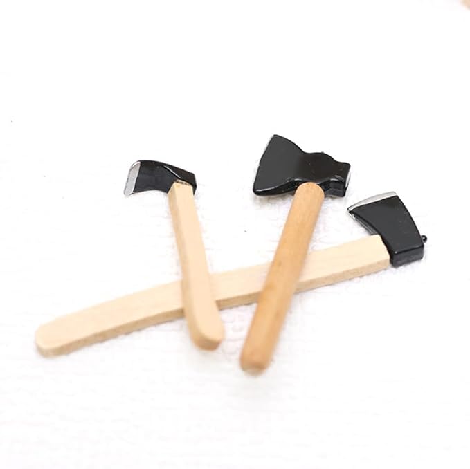 6 Pcs 1/12 Miniature Axe Dollhouse Decoration Accessories Model Miniature Decoration DIY Accessories Shooting Props