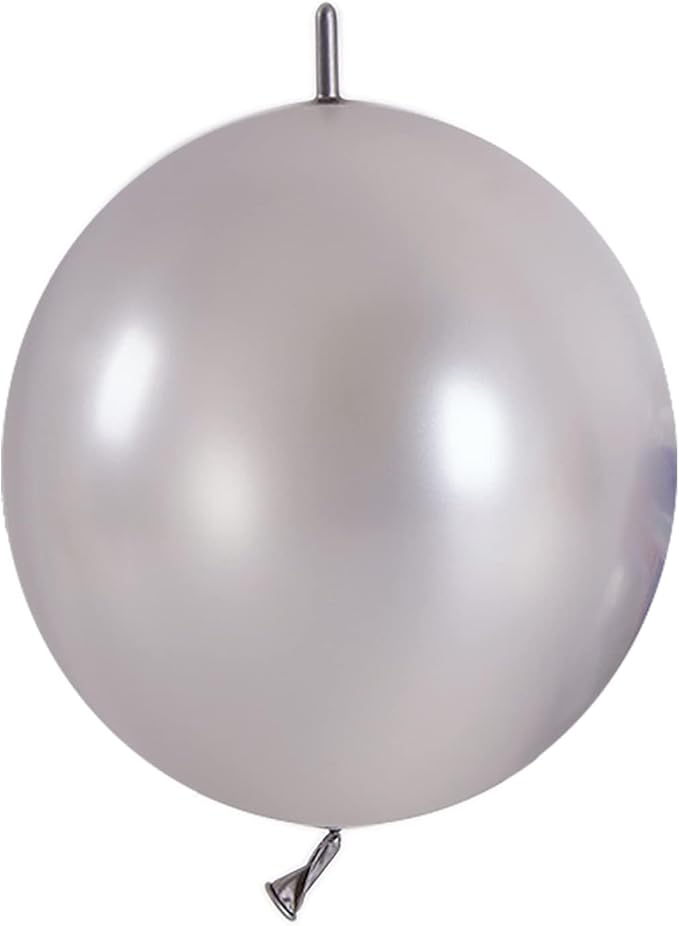 IN-JOOYAA 6 Inch Silver Latex Link Balloon 50 Pcs Quick Link Balloons for Party Decoration