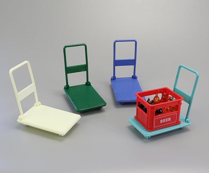 4X 1/12 Miniature Dollhouse PVC Hand Cart Mini Model for Christmas Dinning Room Home Decor Props