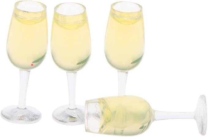 Baosity 1:12 Scale 4pcs Wine Glasses Dolls House Miniature Dining Table Accessories