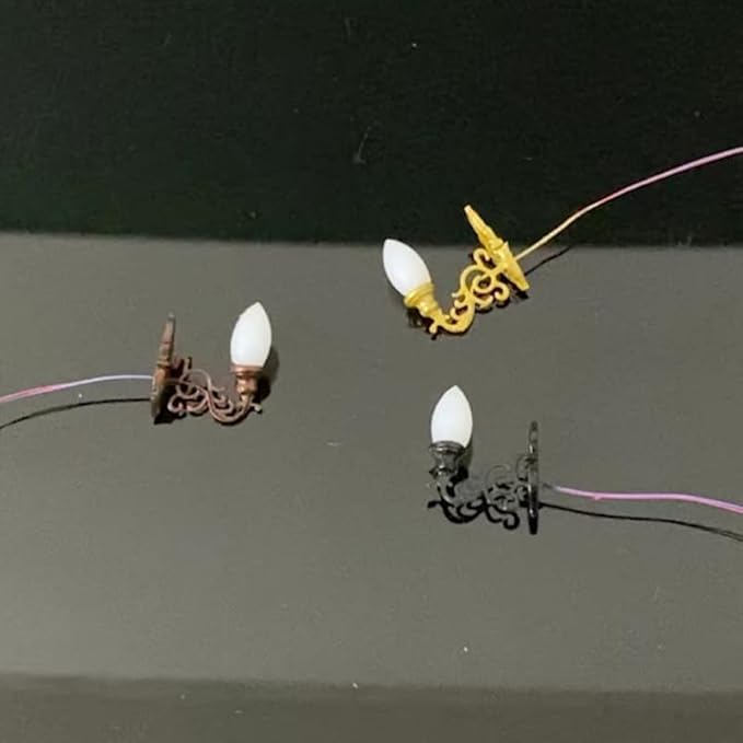 4pcs Dollhouse Wall Light Miniatures Battery Wall Lights Miniature Stuff Lamppost Model Dollhouse LED Light Miniature Wall Lamp Miniature Decor Simulation Wall Lamp Mini Lights Abs