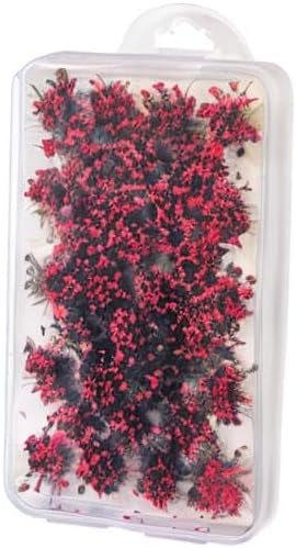 Woohome 32 PCS Static Grass Tuft Model for Railway Artificial Grass - Red Bushy Flower Cluster Vegetation Groups for DIY Architecture Building Model Train Landscape Railroad Scenery