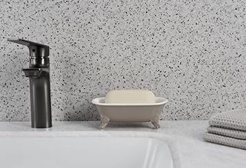 NEWHENGS 6.5" Ceramic Mini Decorative Clawfoot Bathtub Bar Soap Dish, Kitchen Sponge Holder and Shower Tray for Bathroom, 1 Pack(Taupe)