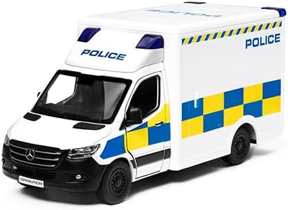 KiNSMART - Mercedes-Benz Sprinter Cargo Van 1:48 O Scale 5" Die Cast Metal Model Toy Van, Pull-Back Action (Police Euro)