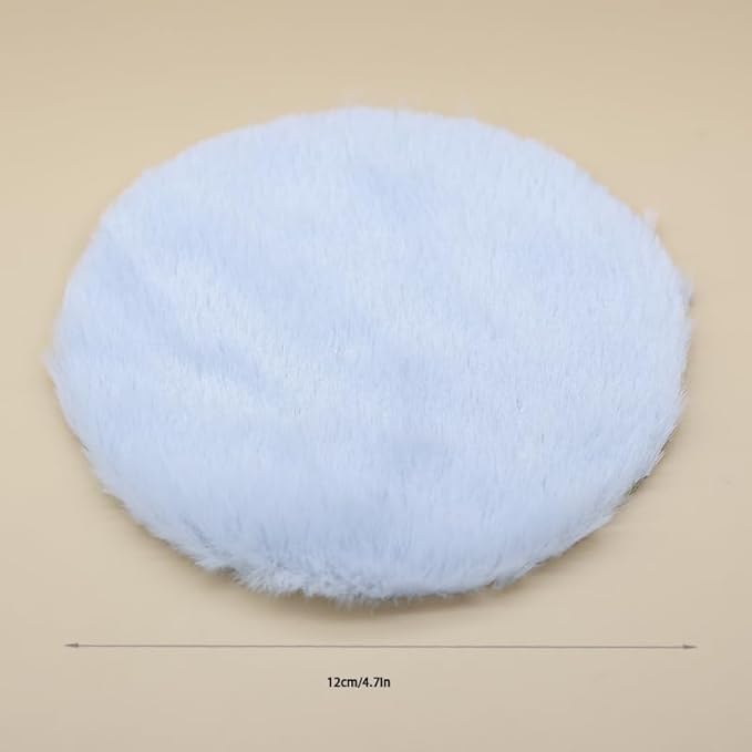 Round Dollhouse Mini Carpet, White Fluffy Rug, 4.33 Inch Diameter, Lightweight Decor for 1/12, 1/8, 1/6 Scale Miniatures (Light Blue)