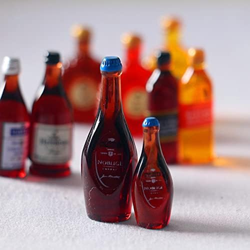 SXFSE Dollhouse Decoration Accessories, 1:12 Dollhouse Ornament 9 Pcs Mini Wine Bottles