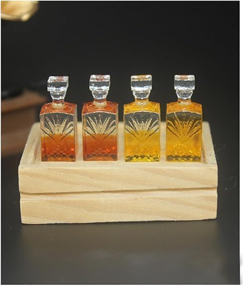 A Set of Exquisite Mini Whiskey Wine Bottle Bar Model,1:12 Scale Dollhouse Miniature Accessories,Verisimilitude Mini Whiskey Wine Decoration,Decor Dollhouse Accessories