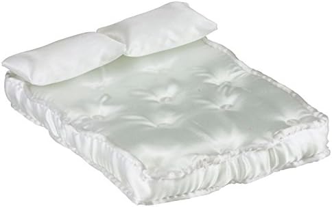 Dollhouse Double Mattress with Pillows, White Fabric