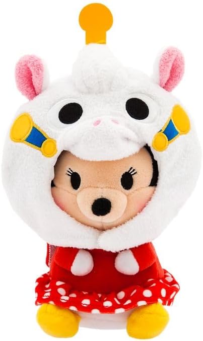 Disney Store Official Mini Mix-Its Plushies – Minnie Mouse - Cute Stuffed Animals - Mix & Match Detachable Hats - Hook and Loop Strap - Plush Toys for Kids and Collectors, 7 Inch