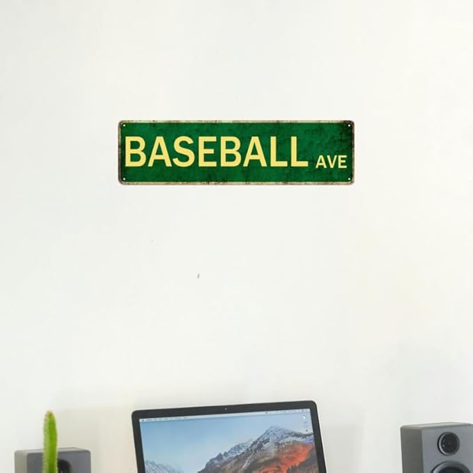 Baseball Decor For Boys Room Baseball Sports Vintage Metal Baseball Ave Tin Signs For Man Cave Boys Only Signs For Kids Room Decor Baseball Ave Theme Party Decorations Poster 4x16 Inch