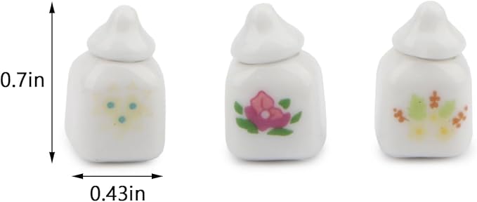 Dollhouse Seasoning Jar Miniature Sugar Shaker Candy Food Model Jars Set Dollhouse Ornament Mini Scene Accessories Restaurant Candy Simulation 1:12 Scale Kitchen Food Accessories (Pink Flower)