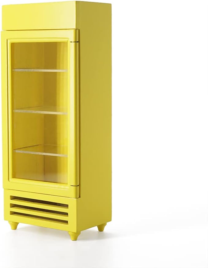Odoria 1/12 Miniature Refrigerator Fridge Dollhouse Kitchen Furniture Accessories, Yellow