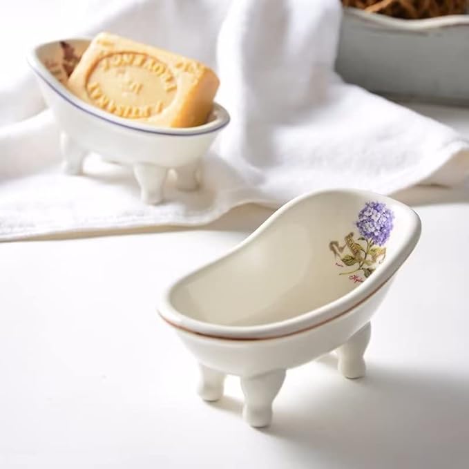 1 Piece 5.6" Ceramic Mini Clawfoot Slipper Bathtub Soap Dish Vintage Decortative Soap Dish