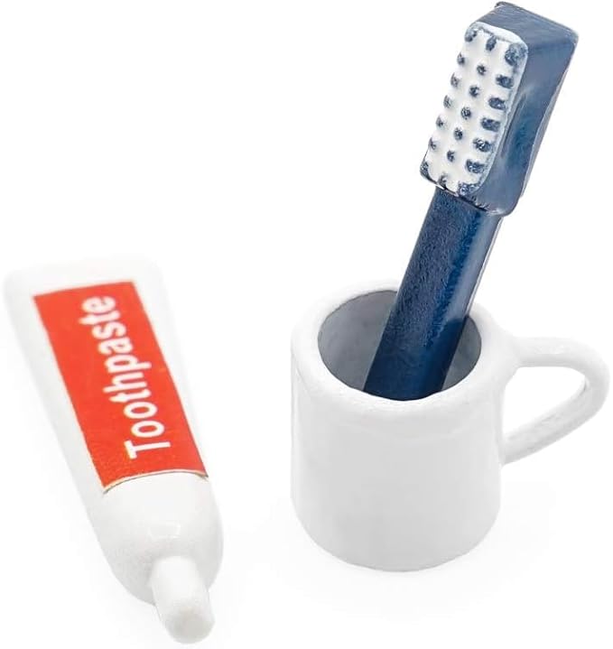 1/12 Miniature Toothpaste,Toothbrush,Cup 3-Piece Set Model Dollhouse Bathroom Accessories Toilet toiletries Model