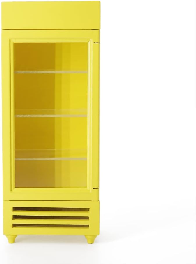 Odoria 1/12 Miniature Refrigerator Fridge Dollhouse Kitchen Furniture Accessories, Yellow
