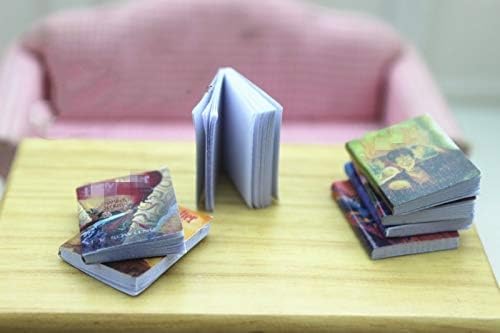SXFSE Dollhouse Decoration Accessories, 1:12 Dollhouse Miniature Scene Model Novel Books for Bedroom Book Room Play Toy 7 Pcs (Multicolored, 20 x 24 mm)