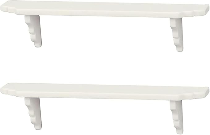 2Pcs White 1:12 Scale Miniature Dollhouse Wall Shelf, Modern Storage Wall Shelf for Kitchen Scene, Dollhouse Decor Accessories