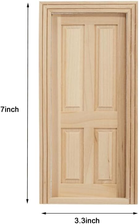 Dollhouse Doors, Wooden Miniature Dollhouse Furniture Door Frame for Dolls Houses Decoration-1: 12 Scale