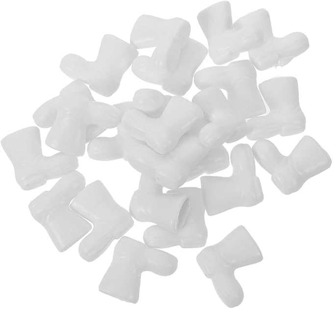 BESPORTBLE Mini Santa Claus Shoes 100 Pcs of Santa Boots, Mini Shoes Model for Crafts Christmas Dollhouse Table Centerpiec Decorations, White