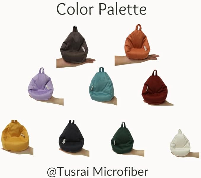 2pcs Cover of Mini Bean Bag Chair Cell Phone Holder (No Filler) Ultra Soft Micro Suede Anti Slip Miniature Bean Bag Couch Amber Orange