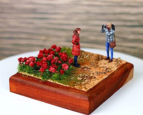 Warmtree 40 Pcs Flower Cluster Flower Vegetation Groups Grass Tufts Miniature Static Scenery Model for DIY Architecture Building Model Railway Train Diorama Garden Scenery Landscape Layout (Red)