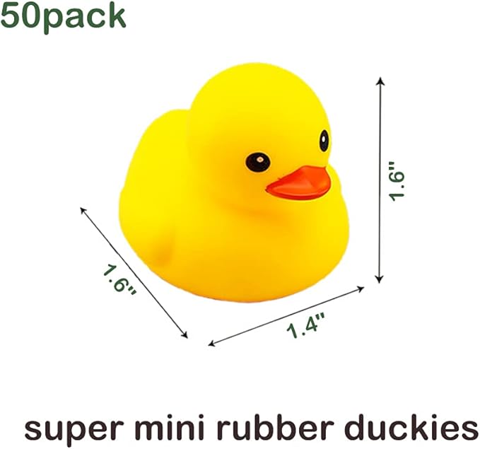 YUERFEILA Kids Bath Duck Toys 50 PCS Mini Rubber Ducks Squeak and Float Duckies Baby Shower Toy Party Decoration for Toddlers Boys Girls (1.6’’)