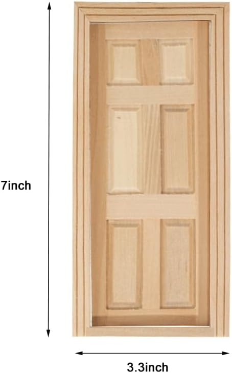 Dollhouse Doors, Wooden Miniature Dollhouse Furniture Door Frame for Dolls Houses Decoration-1: 12 Scale