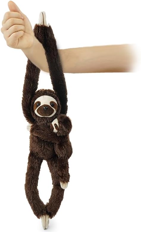 2pcs Sloth Hanging Stuffed Animal Mother with Baby Hanging Plush Toys, Three-Toed Sloth Hooks and Stuffed Animals with Rings for Kids, Gifts for Boys and Girls